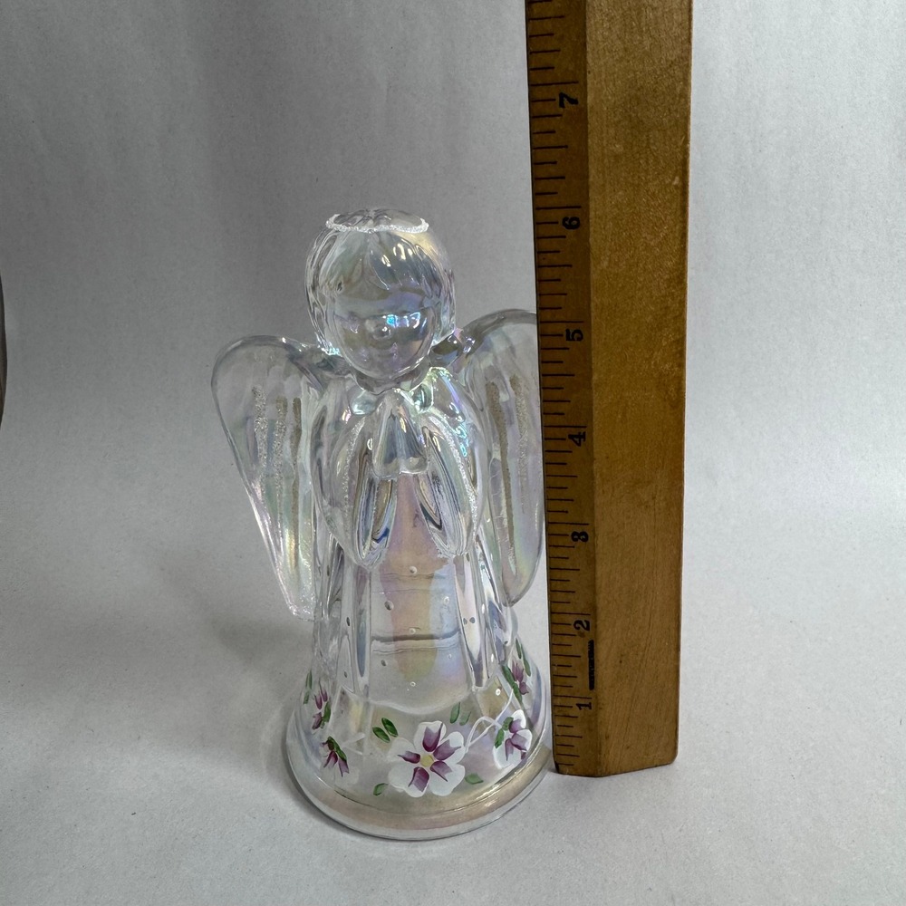 FENTON Iridescent Glass Angel‎ Figurine Praying Hands Flowers Holiday Decor - Picture 10 of 10